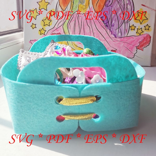 DIY storage bin. Felt basket SVG. Catchall desk organizer, storage basket. Cut file for felt and leather projects