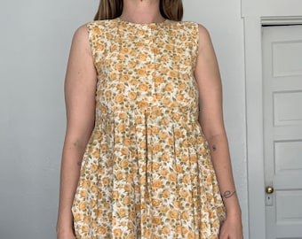 1980er süßer 60er Jahre Stil Mini Babydoll Blumenkleid