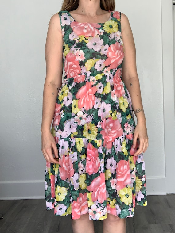 1970's sheer cotton floral dress - image 1