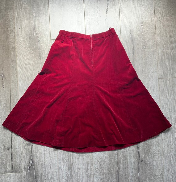 70's red velvet a-line skirt - image 2