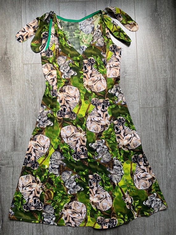 Rare 70's dress with Koala fabric print - image 2