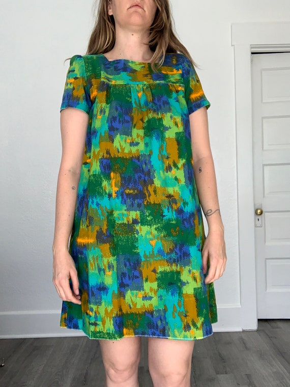 1960's Linen mini tent dress