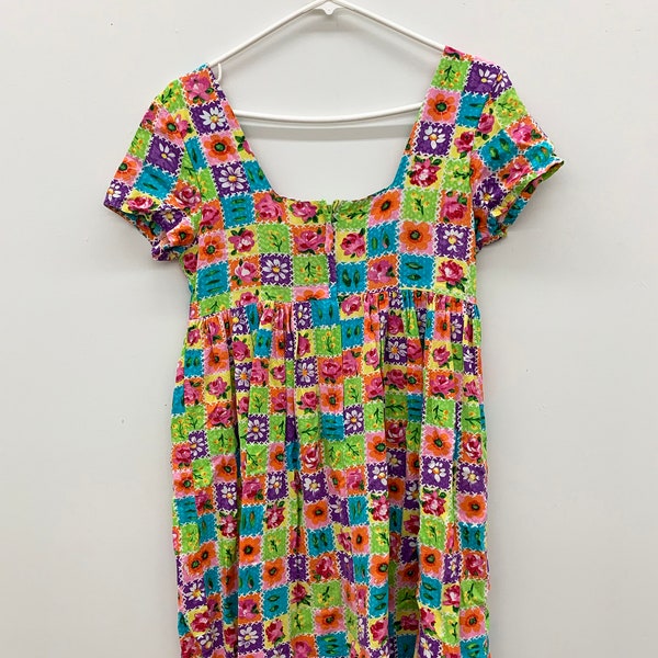 Delightful 90's faux patchwork baby doll dress