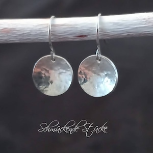 hammered plate earrings made of 925 sterling silver