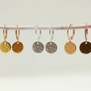 Plate earrings hammered rose gold, gold or silver plated silver