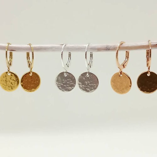Skivörhängen, hamrade, roséguld-, guld- eller silverpläterade