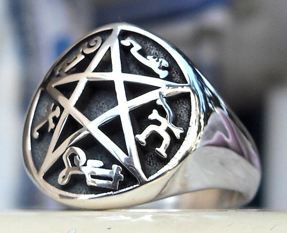 Supernatural Devils Trap Handmade 3D Ring Solid Sterling Silver