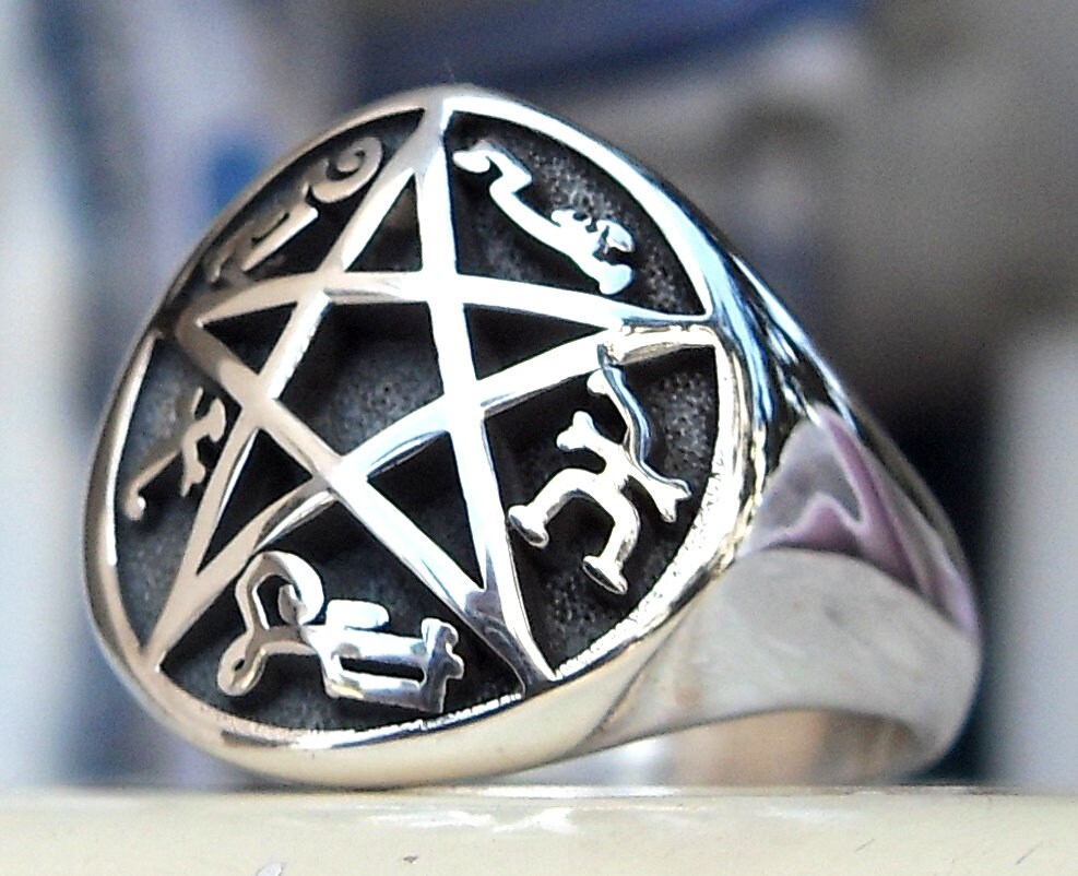 Supernatural Devils Trap Handmade 3D Ring Solid Sterling Silver
