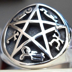 Supernatural Devils Trap Handmade 3D Ring Solid Sterling Silver 925