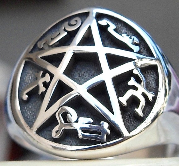 Supernatural Devils Trap Handmade 3D Ring Solid Sterling Silver