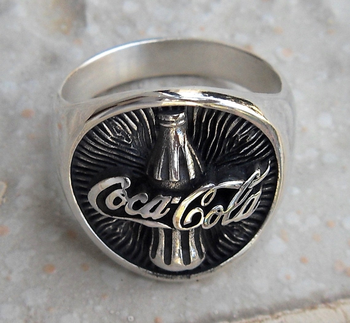 Coca Cola Bottle Handmade 3D Ring Solid Sterling Silver 925 Etsy