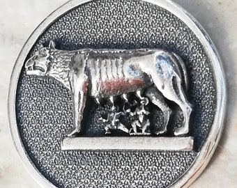 Capitoline Wolf Roman Empire SPQR Handmade 3D Pendant Solid Sterling Silver 925