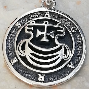 Duke Agares Lesser Key of Solomon Seal Kabbalah Amulet Handmade 3D Pendant Solid Sterling Silver 925