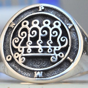Great King Paimon Lesser Key of Solomon Seal kabbalah Handmade 3D Ring Solid Sterling Silver 925