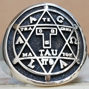 Goetia Hexagram Seal of Solomon Jewish Star of David Kabbalah Amulet Handmade 3D Ring Solid Sterling Silver 925