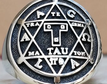 Goetia Hexagram Seal of Solomon Jewish Star of David Kabbalah Amulet Handmade 3D Ring Solid Sterling Silver 925