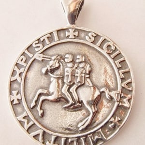 Heavy Knights Templar Seal Handmade 3D Pendant Solid Sterling Silver 925