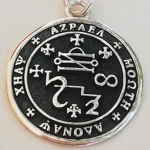 Seal Sigil of Angel of Death Azrael Handmade 3D Pendant Solid Sterling Silver 925
