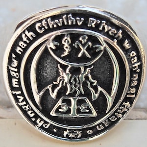 Cthulhu R&#39;Lyeh Sigil Handmade 3D Ring Solid Sterling Silver 925