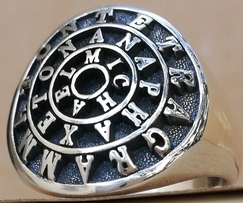 Solomon Seal Tetragrammaton Kabbalah Amulet Handmade 3D Ring Solid Sterling Silver 925