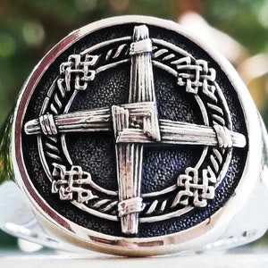 Solid Sterling Silver 925 Saint Brigid's Cross, Protection Irish Symbol Handmade 3D Ring