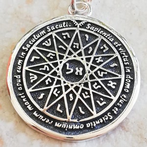 Goetia Fourth Pentacle of Mercury Lesser Key, King Solomon seals Handmade 3D Pendant Solid Sterling Silver 925