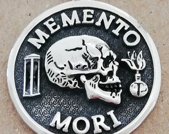 Memento Mori Skull Handmade 3D Pendant Solid Sterling Silver 925
