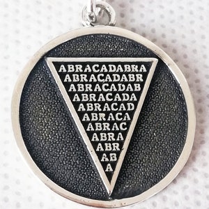 Abracadabra Abraxas Cabalistic, Magic Occult Esoteric Amulet Ancient Handmade 3D Pendant Solid Sterling Silver 925 image 3
