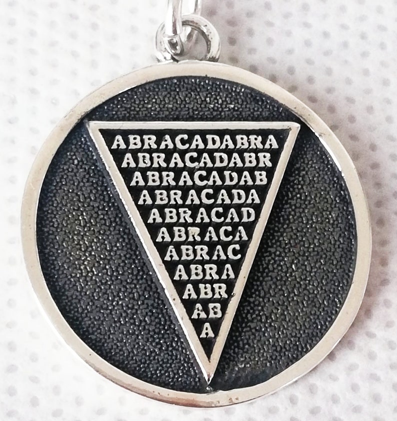 Abracadabra Abraxas Cabalistic, Magic Occult Esoteric Amulet Ancient Handmade 3D Pendant Solid Sterling Silver 925 image 3