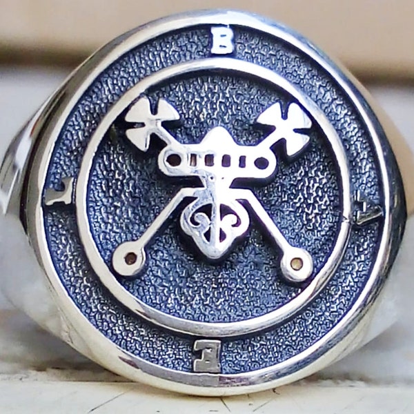 Sigil of Bael Lesser Key demon seal Handmade 3D Ring Solid Sterling Silver 925