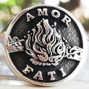 Amor Fati - Love of fate Handmade 3D Ring Solid Sterling Silver 925