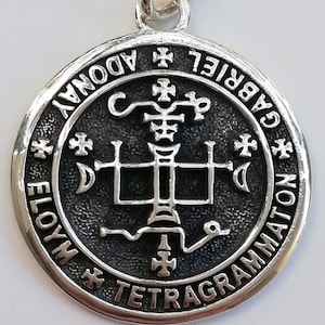 Siegel des Erzengels Gabriel Gott ist meine Stärke Siegel des Erzengels Gabriel Handgefertigter 3D-Anhänger aus 925er Sterlingsilber