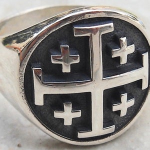 Jerusalem Cross Handmade 3D Ring Solid Sterling Silver 925