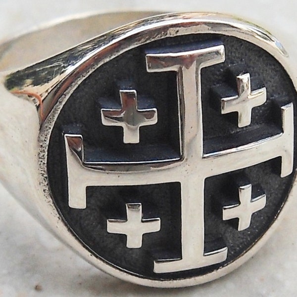 Jerusalem Cross Handmade 3D Ring Solid Sterling Silver 925