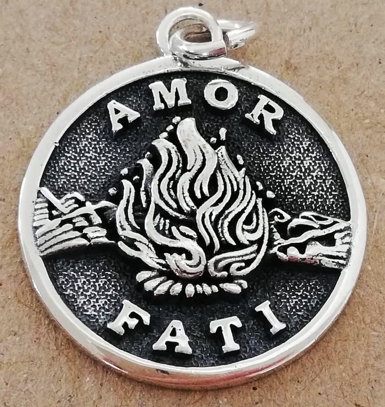 Love of fate Handmade 3D Pendant Solid Sterling Silver 925 Amor Fati