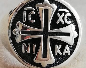 IC XC Nika Jesus Christ Christian Cross Handmade 3D Ring Solid Sterling Silver 925