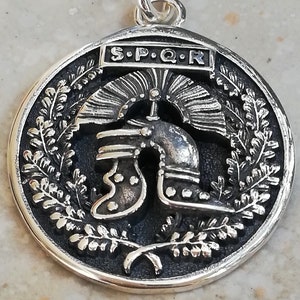 SPQR Roman Soldiers Legion Roman Empire Armor Helmet Handmade 3D Pendant Solid Sterling Silver 925