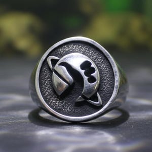 Per Anhalter durch die Galaxy 3D Ring Silber 925 Sterling Silber Handgemacht