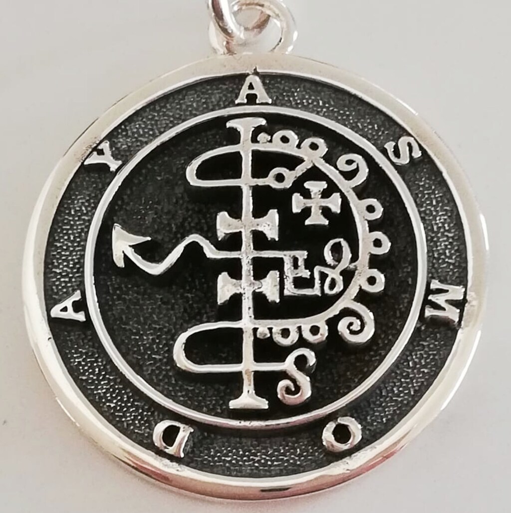 Collana Con Sigillo Di Asmodeo (Asmodai) - Acciaio Inox, Double Face, Gioiello Occulto 25mm