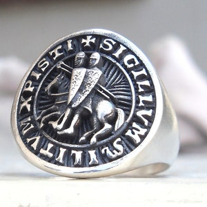 The Seal of Knights Templar Handmade 3D Ring Solid Sterling - Etsy