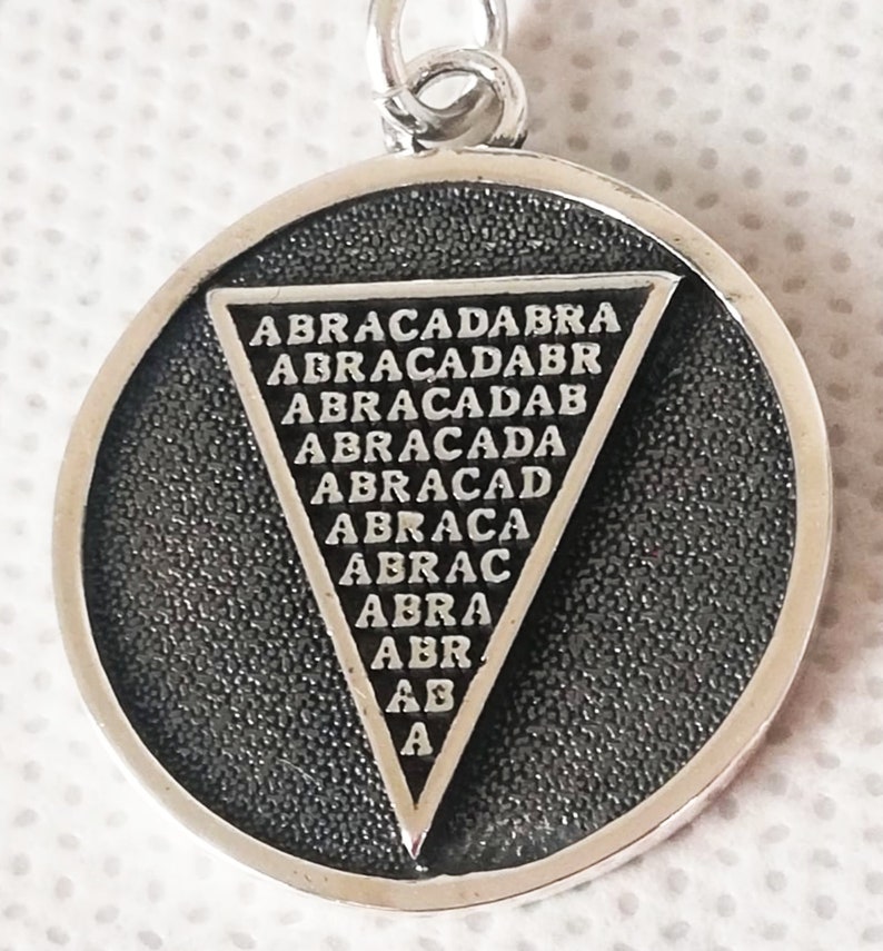 Abracadabra Abraxas Cabalistic, Magic Occult Esoteric Amulet Ancient Handmade 3D Pendant Solid Sterling Silver 925 image 9