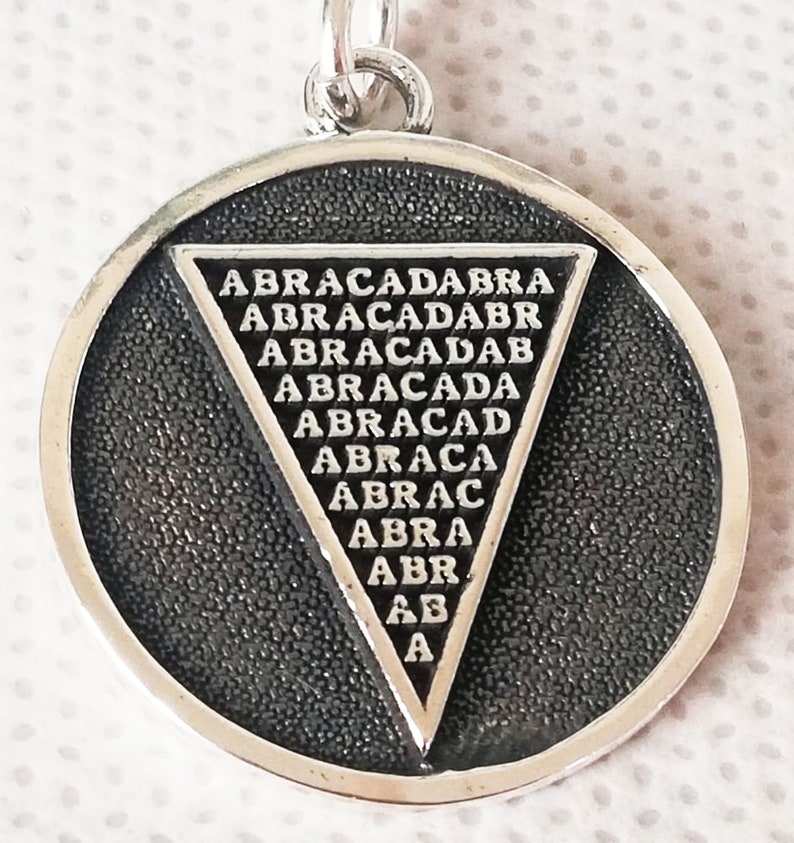 Abracadabra Abraxas Cabalistic, Magic Occult Esoteric Amulet Ancient Handmade 3D Pendant Solid Sterling Silver 925 image 4