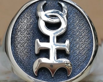 The Hieroglyphic Monad Monas Hieroglyphica Handmade 3D Ring Solid Sterling Silver 925