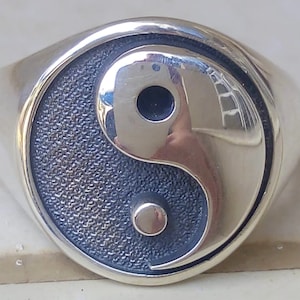 Yin Yang Chinese philosophy Handmade 3D Ring Solid Sterling Silver 925