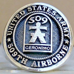 US Army 509th Airborne Infantry Regiment Geronimo Handmade 3D Ring Solid Sterling Silver 925