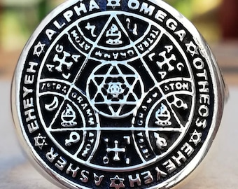Enochian Sigil of Protection Solomon Kabbalah Amulet Talisman Handmade 3D Ring Solid Sterling Silver 925