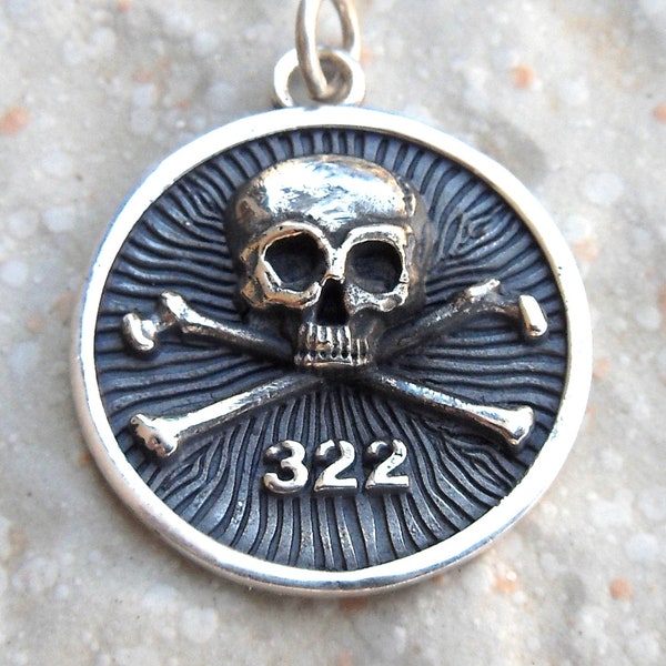 Yale Secret Society Skull And Bones Handmade 3D Pendant Solid Sterling Silver 925