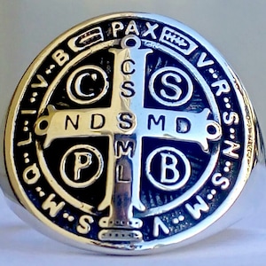 St Benedict Exorcism Cross Demon Protection Ghost Hunter Handmade 3D Ring Solid Sterling Silver 925