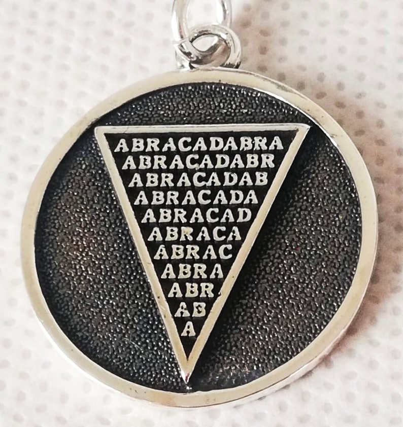 Abracadabra Abraxas Cabalistic, Magic Occult Esoteric Amulet Ancient Handmade 3D Pendant Solid Sterling Silver 925 image 8