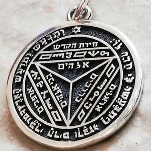 Seventh Pentacle of Saturn, Solomon King, Kabbalah Talisman Handmade 3D Pendant Sterling Silver 925